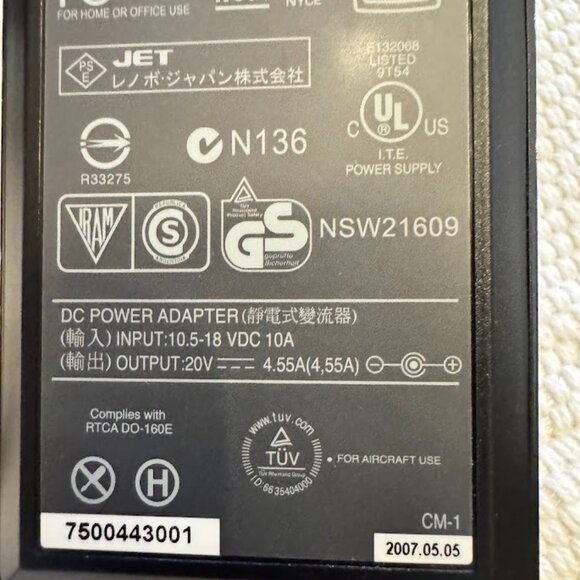 Genuine IBM ThinkPad 20V 4.55A AC adapter power supply  40Y7656 - Picture 4 of 5